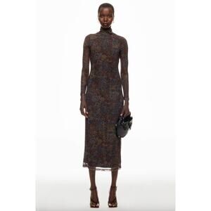 Rosetta Getty Printed Paisley Mesh Long Sleeve Dress Sz M